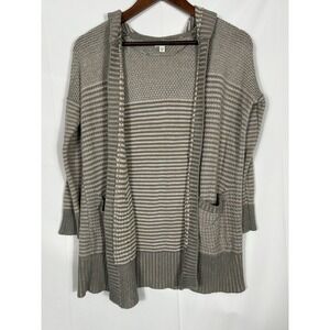 Sonoma Y2K Open Knit Hooded Cardigan Size XS Crochet Indie Earthy Boho